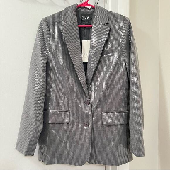 ZARA OVERSIZED SEQUIN BLAZER - Picture 16 of 16